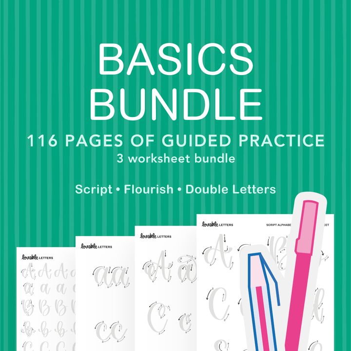 Basics Lettering Worksheet Bundle