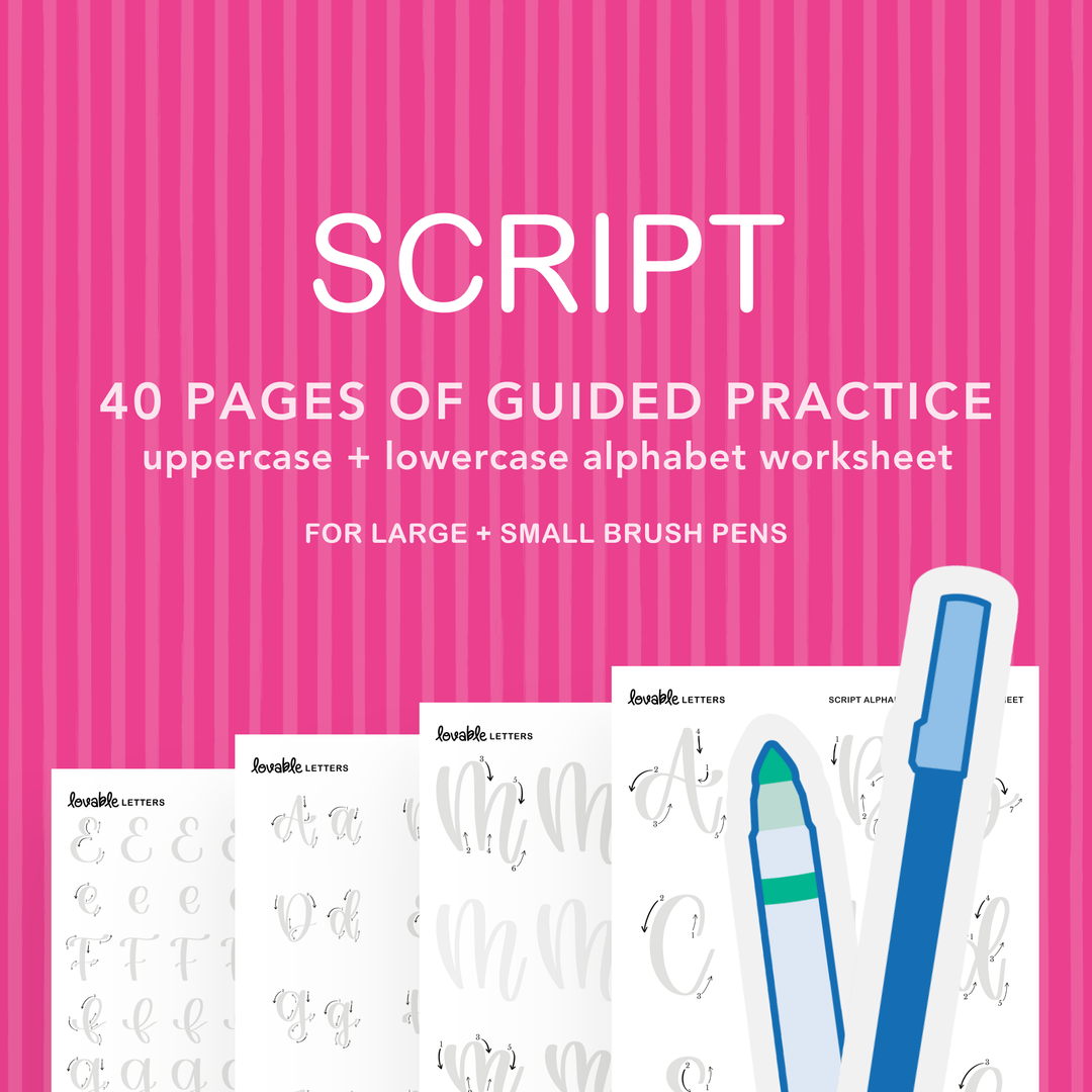 Script Alphabet Lettering Worksheet – Shop Lovable Letters