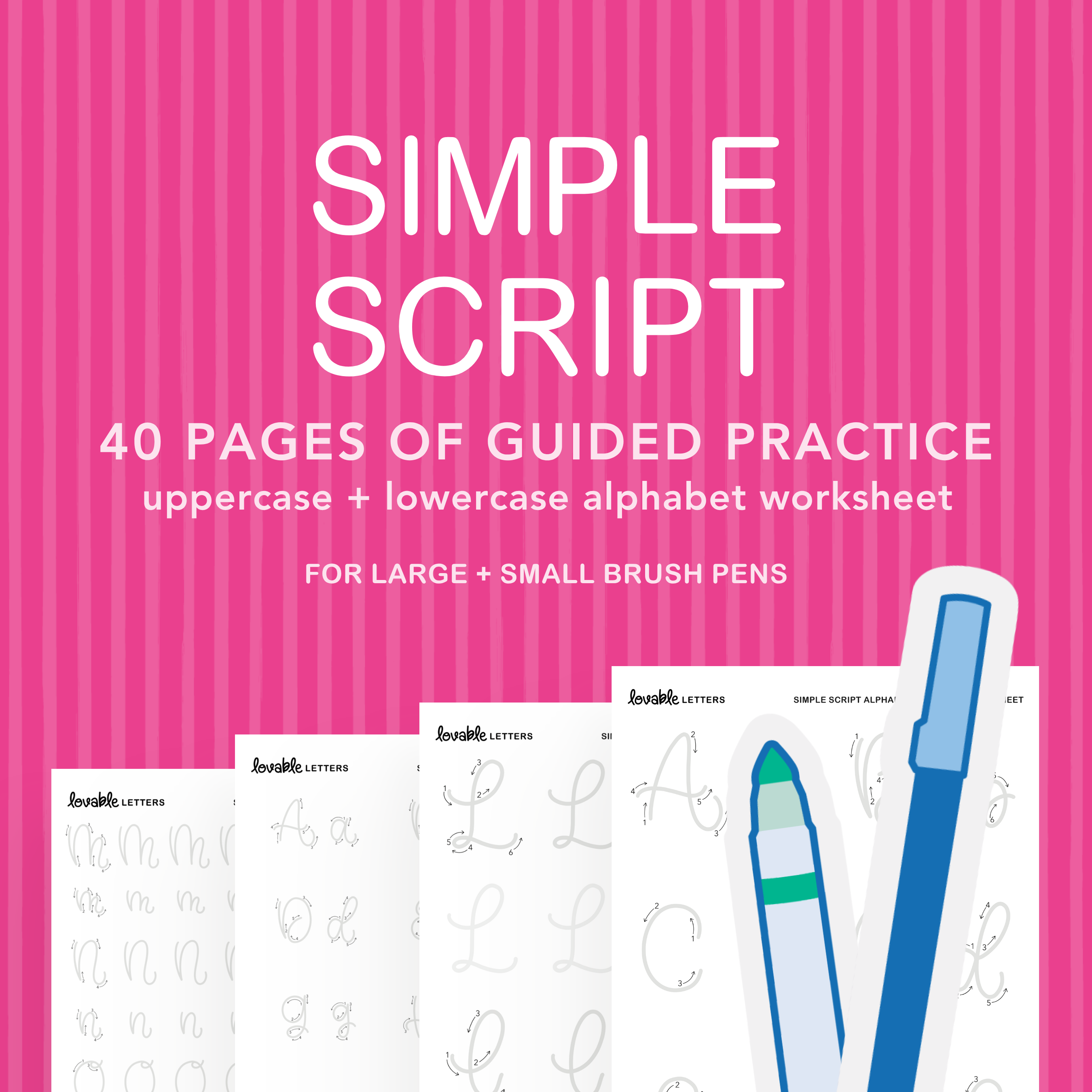 Simple Script Alphabet Lettering Worksheet – Shop Lovable Letters