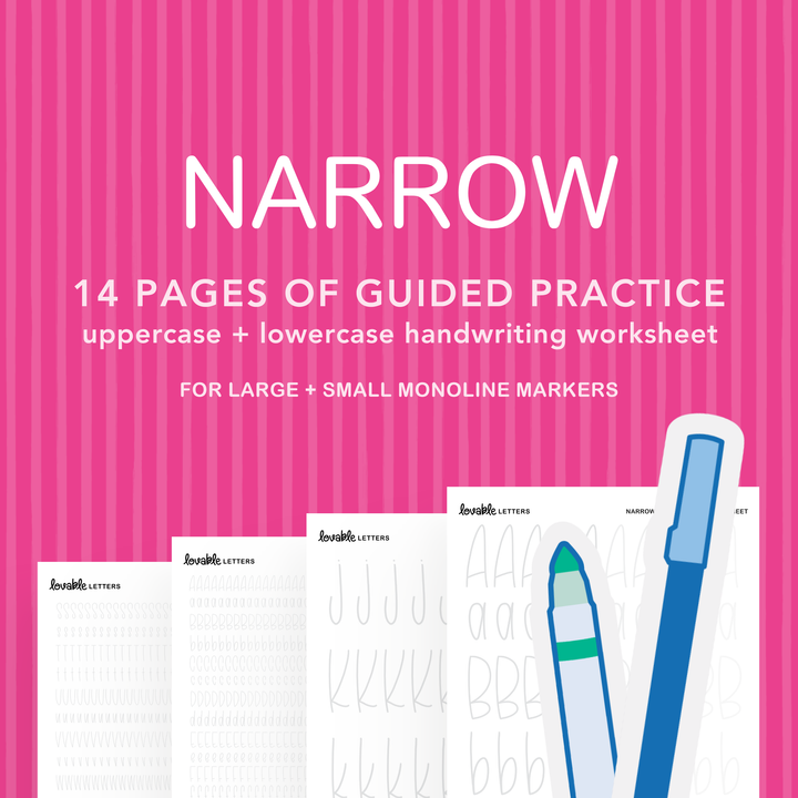Narrow Handwriting Alphabet Lettering Worksheet