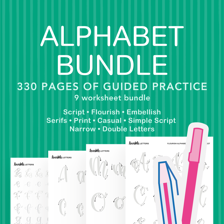 Alphabet Lettering Worksheet Bundle โ Shop Lovable Letters