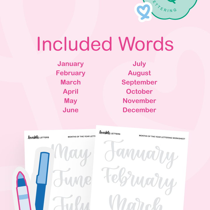 Months of the Year Lettering Worksheet