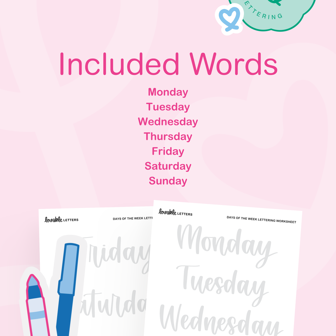 Days of the Week Lettering Worksheet