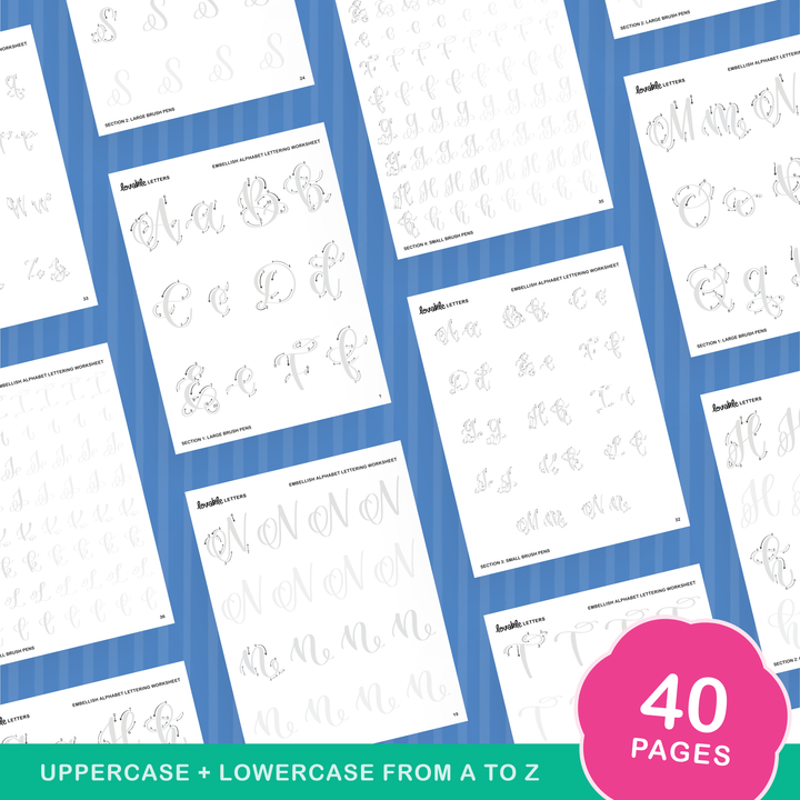 Embellish Alphabet Lettering Worksheet