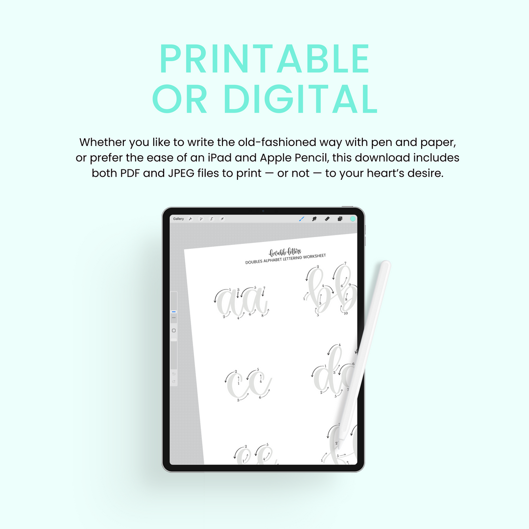 Doubles Alphabet Lettering Worksheet