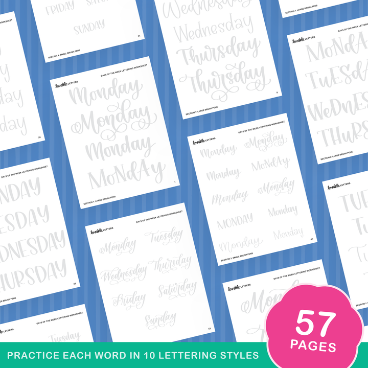 Days of the Week Lettering Worksheet