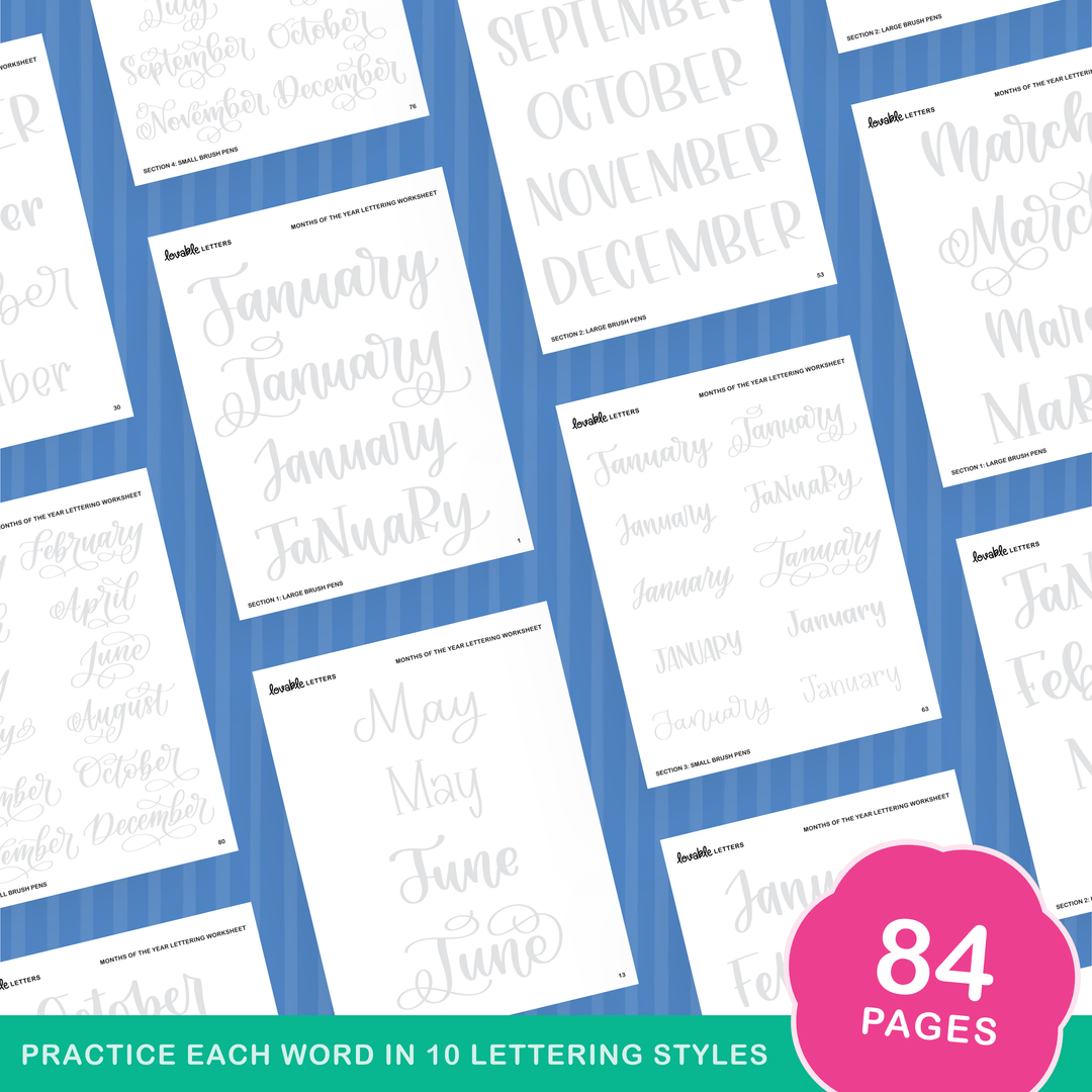 Months of the Year Lettering Worksheet