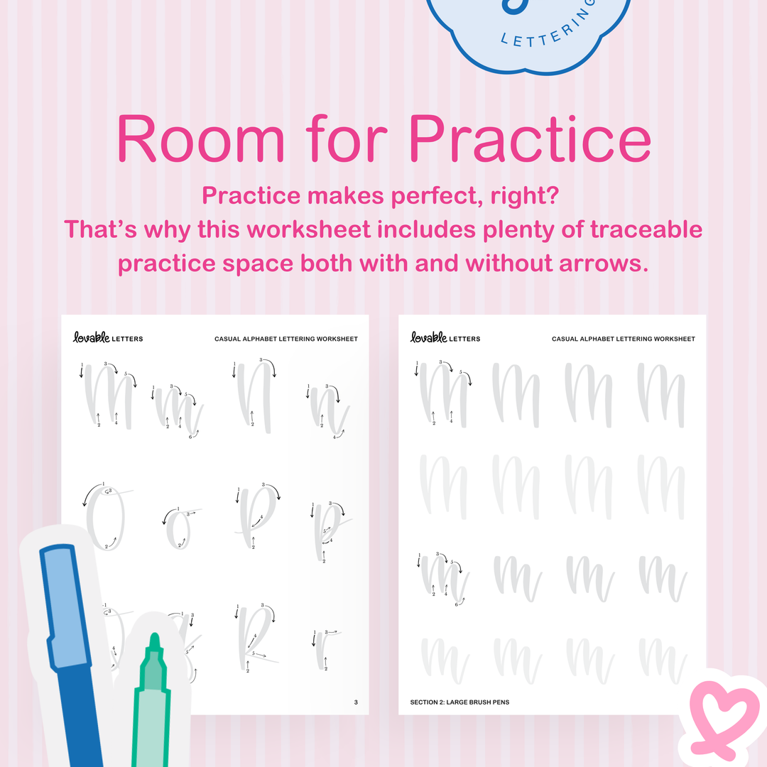 Casual Alphabet Lettering Worksheet