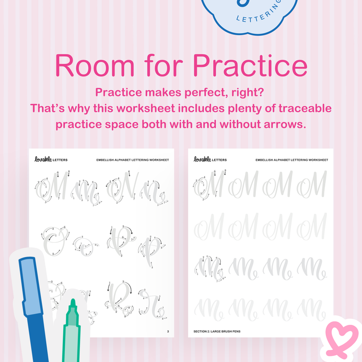 Embellish Alphabet Lettering Worksheet