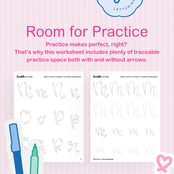 Simple Script Alphabet Lettering Worksheet – Shop Lovable Letters