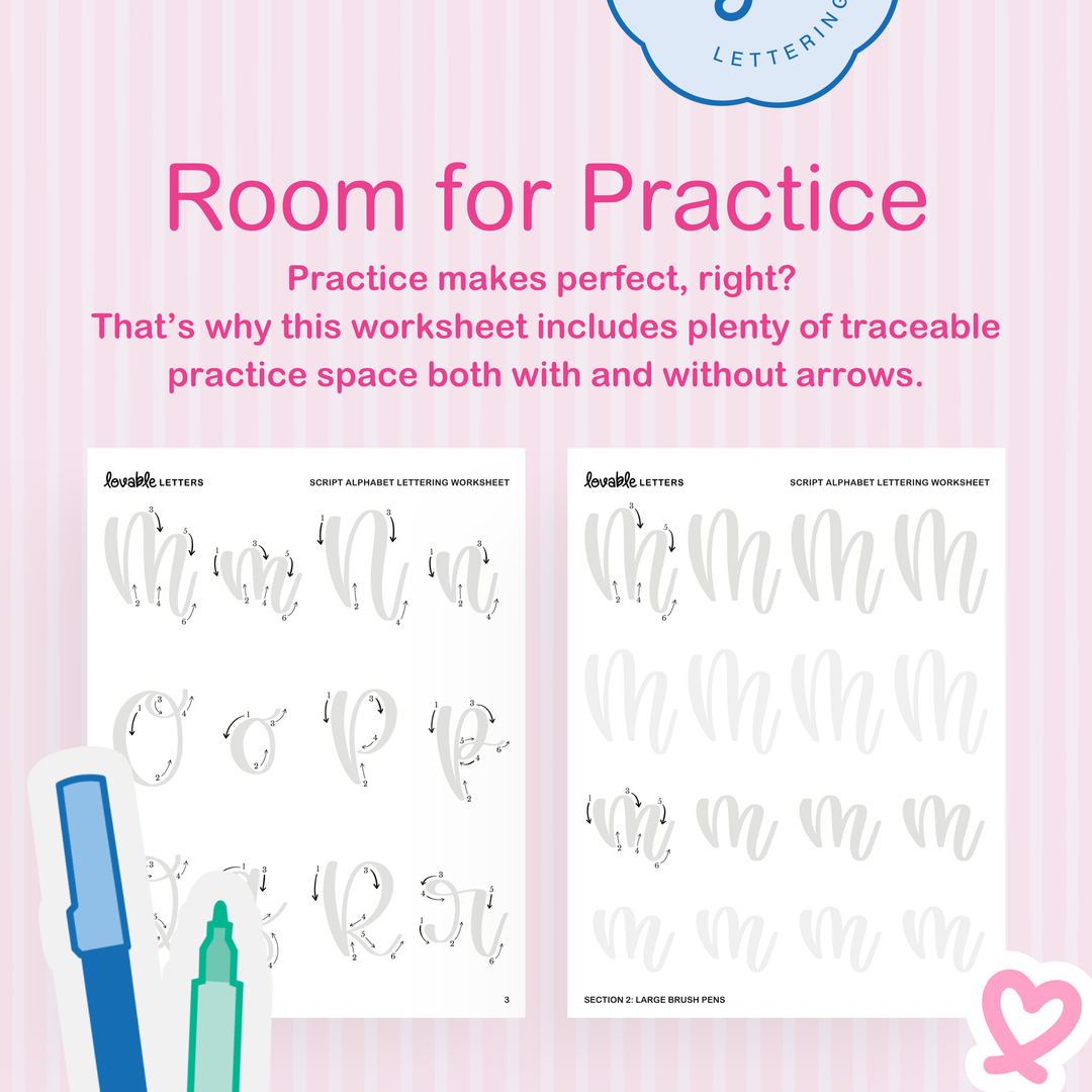 Script Alphabet Lettering Worksheet – Shop Lovable Letters