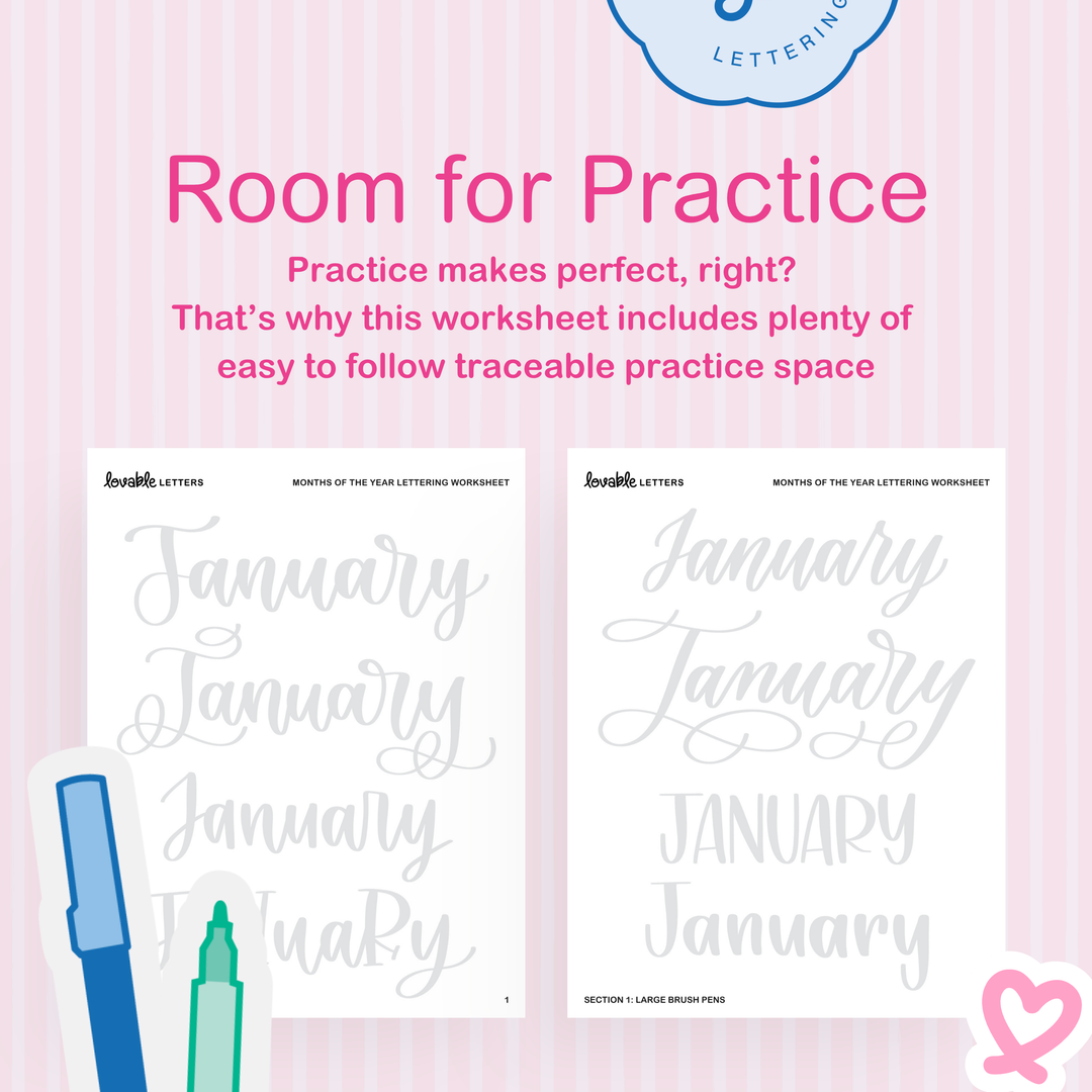 Months of the Year Lettering Worksheet